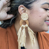 Raffia Fringe Braided Earrings