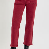 RISEN Full Size High Rise Straight Jeans with Patch Pockets