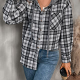 Plaid Long Sleeve Hooded Jacket