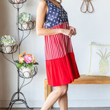 Heimish Full Size US Flag Theme Contrast Tank Dress