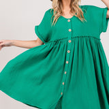 SAGE + FIG Full Size Button Up Short Sleeve Dress