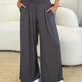 Double Take Full Size Smocked Wide Waistband Wide Leg Pants