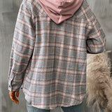 Plaid Long Sleeve Hooded Jacket