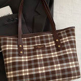 Plaid PU Leather Tote Bag