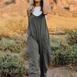 Double Take Full Size Sleeveless V-Neck Pocketed Jumpsuit