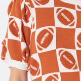 Football Round Neck Short Sleeve Sweater