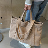 Corduroy Solid Large Tote Bag