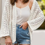 Openwork Open Front Dropped Shoulder Cardigan