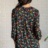 Lizzy Top in Navy and Teal Multi Floral