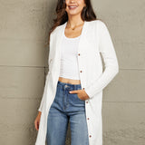 Double Take Button Down Long Sleeve Longline Cardigan