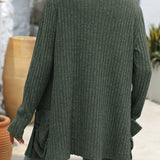 Open Front Long Sleeve Ribbed Cardigan