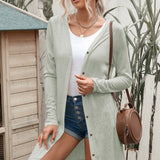 Double Take Button Down Long Sleeve Longline Cardigan