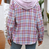 Plaid Long Sleeve Hooded Jacket