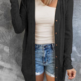 Double Take Button Down Long Sleeve Longline Cardigan