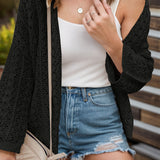 Openwork Open Front Dropped Shoulder Cardigan