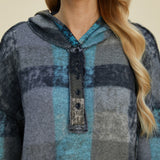 Double Take Full Size Plaid Dropped Shoulder Hoodie