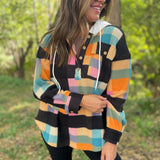 PREORDER: Rainbow Plaid Button Hoodie