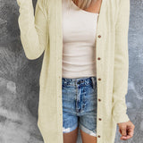 Double Take Button Down Long Sleeve Longline Cardigan