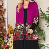 Celeste Full Size Color Block Open Front Cardigan