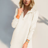 Double Take Textured Quarter Zip Long Sleeve Dress