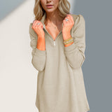 Double Take Textured Quarter Zip Long Sleeve Dress