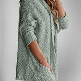 Double Take Pocketed Open Front Long Sleeve Cardigan