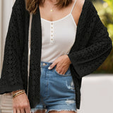 Openwork Open Front Dropped Shoulder Cardigan