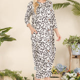 Celeste Full Size Leopard Contrast Dress with Pockets