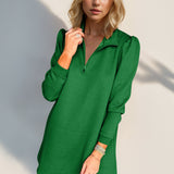 Double Take Textured Quarter Zip Long Sleeve Dress