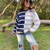 PREORDER: Exceptional Thought Striped Patchwork Sweater in Three Colors