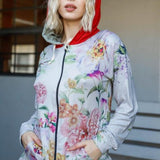 Tasha Apparel Full Size Floral Zip Up Hoodie