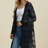 Double Take Full Size Open Front Longline Cardigan