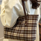 Plaid PU Leather Tote Bag