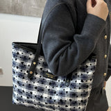 Heart Plaid PU Leather Strap Tote Bag