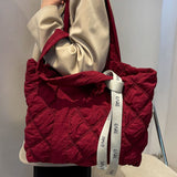 Quilted Nylon Large Tote Bag