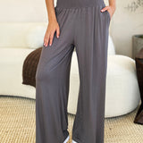 Double Take Full Size Smocked Wide Waistband Wide Leg Pants