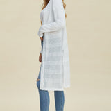 Double Take Full Size Open Front Longline Cardigan