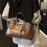 PU Leather Handbag with Pendant