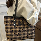 Heart Plaid PU Leather Strap Tote Bag