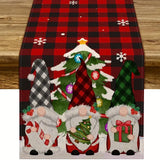 *Doorbuster* Festive Gnomes Buffalo Plaid Table Runner