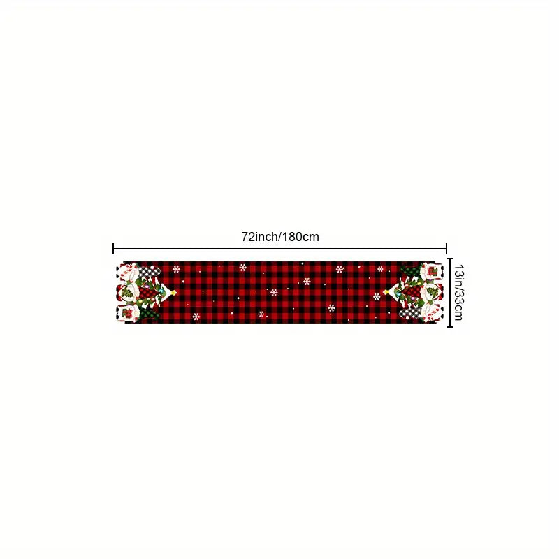 *Doorbuster* Festive Gnomes Buffalo Plaid Table Runner