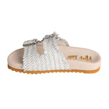 Intertwine Dual Woven Strap Slide in White