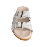 Intertwine Dual Woven Strap Slide in White