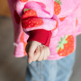 Kids Oversized Hoodie Blanket in Strawberry