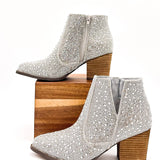 Shine Star Rhinestone Bootie in Silver