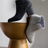 Shine Star Rhinestone Bootie in Silver