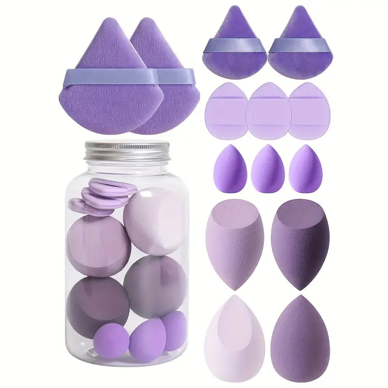 Makeup Sponge Set with Storage Jar 14pcs