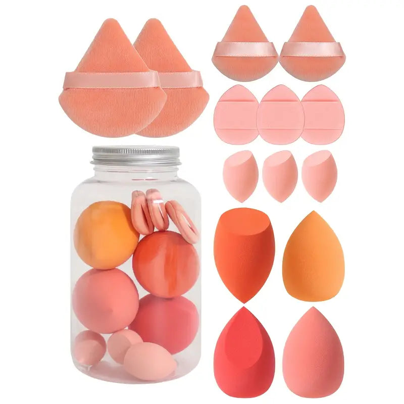 Makeup Sponge Set with Storage Jar 14pcs