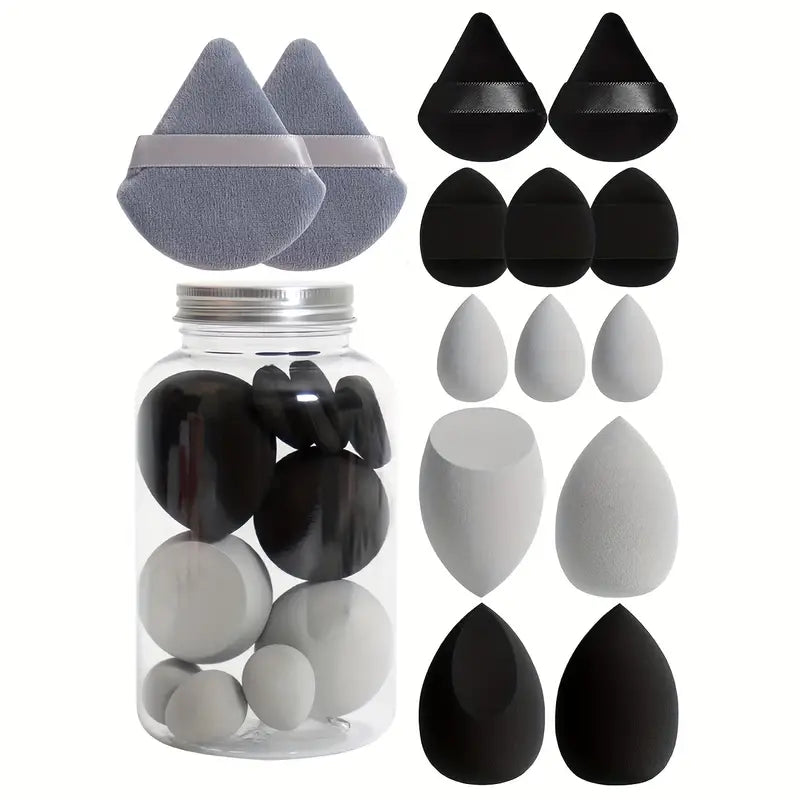 Makeup Sponge Set with Storage Jar 14pcs