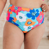 Panama Floral Print High Waisted Swim Bottoms